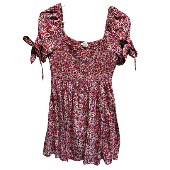 American Eagle Outfitters Dresses & Skirts - American Eagle Y2K Mini Dress Off the Shoulder Fairy Festival Smocked Pink Small